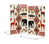 Loancwa Acrylic Bookends with African Animal Pattern, 2 Pack, Colorful, 5.4 x 4.1 x 8.1 Inches