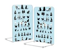 Loancwa Acrylic Bookends with Animals Pattern, Clear, 8.1 x 5.4 x 4.1 Inches, 2 Pack