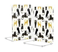Loancwa Acrylic Bookends with Cat Pattern, Clear Book Holder, 2 Pack, 8.1 x 5.4 x 4.1 Inches