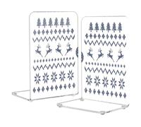 Loancwa Acrylic Bookends with Elk Pattern, Clear Book Holder, 2 Pack, 8.1 x 5.4 x 4.1 Inches