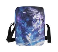Loancwa Blue Flame Pattern Polyester Crossbody Bag 6.6 * 9.4 * 2.5in Multi Compartment Shoulder Sling Purse for Daily Outdoor Travel School & Casual Gift