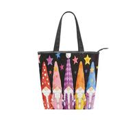 Loancwa Canvas Tote Bag with Zipper,Full Pattern Shoulder Handbag With Two inner patch pockets, Durable Polyester Casual Daily Shopping Bag.SD101