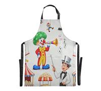 Loancwa Circus Theme Kitchen Apron,Adjustable with 2 Pockets, Water-Splash Resistant Stain-Resistant, Cooking Kitchen Chef Apron, Suitable for Men and Women, 34.7 x 26.7 Inches