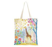 Loancwa Colorful Jungle Giraffe Pattern 100% Polyester Canvas Magnetic Snap Tote Bag, Hand & Shoulder Bag for Shopping Travel Outdoor