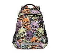 Loancwa Colorful Zombie Skull Pattern Backpack for Boys Girls Elementary School Bag Kids Bookbag Travel Rucksack