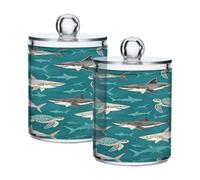 Loancwa Deep-sea Turtle Pattern Cotton Swab Storages Container, 2-Pack