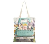 Loancwa Farm Animal Patterns 100% Polyester Canvas Magnetic Snap Tote Bag, Hand & Shoulder Bag for Shopping Travel Outdoor