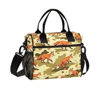Loancwa Fox CamouflageInsulated Lunch Bag for Kids Girls Boys, Freezable Reusable Cooler Tote Lunch Box with Shoulder Strap for School Picnic