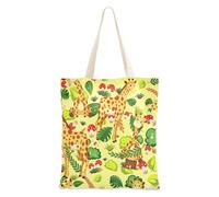 Loancwa Giraffe Jungle Pattern 100% Polyester Canvas Magnetic Snap Tote Bag, Hand & Shoulder Bag for Shopping Travel Outdoor