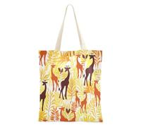 Loancwa Jungle Giraffe Pattern 100% Polyester Canvas Magnetic Snap Tote Bag, Hand & Shoulder Bag for Shopping Travel Outdoor