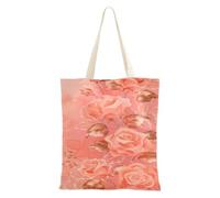 Loancwa Jungle Rose Pattern 100% Polyester Canvas Magnetic Snap Tote Bag, Hand & Shoulder Bag for Shopping Travel Outdoor