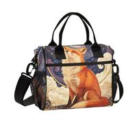 Loancwa Red Fox Decorative PatternInsulated Lunch Bag for Kids Girls Boys, Freezable Reusable Cooler Tote Lunch Box with Shoulder Strap for School Picnic