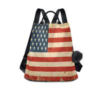 Loancwa Retro Star Flag Image Women Backpack Purse 17L | Anti Theft Back Pack Shoulder Fashion Bag
