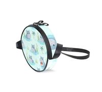 Loancwa Round crossbody bag,Interesting Hippopotamus Pattern small round bag, zippered handbag, suitable for ladies and children