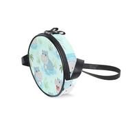 Loancwa Round crossbody bag,Interesting Hippopotamus Pattern small round bag, zippered handbag, suitable for ladies and children