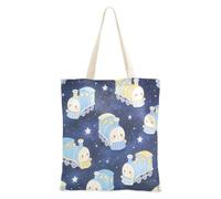 Loancwa Train under The Starry Sky 100% Polyester Canvas Magnetic Snap Tote Bag, Hand & Shoulder Bag for Shopping Travel Outdoor