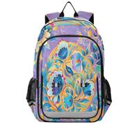 Loancwa Unisex Kids Bohemian Ink Wash Print Laptop Backpack, Elementary School Daypack with Laptop Compartment & Organizer Pockets