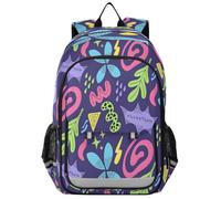 Loancwa Unisex Kids Childlike Doodles Laptop Backpack, Elementary School Daypack with Laptop Compartment & Organizer Pockets