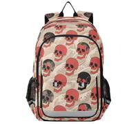 Loancwa Unisex Kids Interesting Skull Pattern Laptop Backpack, Elementary School Daypack with Laptop Compartment & Organizer Pockets