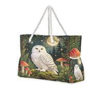 Loancwa Women’s Forest Nightingale Pattern Lightweight Water Resistant Canvas Tote Bag, Large Casual Shoulder Handbag for Weekend Getaway Shopping Daily Errands Beach Trip