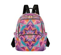 Loancwa Womens Quilted Backpack 14L Travel Daypack 100% Polyester Colorful Linear Floral Print Casual Bag for Shopping Outdoor Sports