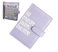 Loandicy 100 Envelope Challenge Binder | Money Organizer for Cash Saving Budget with Envelopes Planner Money, Savings and Stuffing Wallet, Purple