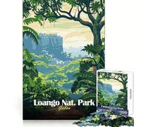 Loango National Park, Gabon Illustration 1000 Piece Jigsaw Puzzles for Adults Mind Workout Pastime Game Home Fun Santa Present (50x75cm)