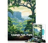 Loango National Park, Gabon Illustration 1000 Pieces Puzzles for Teenagers Brain Teaser Real Thick Family Pastime Birthday Gift (38x26cm)