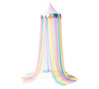 LOAOL Bed Canopy for Kids, Round Dome Fairy Dream Rainbow Canopy with Star Decor, Kids Reading Nook Tent, Hanging Nursery Canopies for Cribs & Toddler Bedrooms