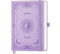 LOAPEM A5 Lined Journal Notebook - Note Book Hardcover, College Ruled Journal for Women, 192 Pages Notepad for Work, Sun and Moon Cover Design, for Work, Office, School，14.5 x 21cm -Light Purple
