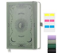 LOAPEM A5 Lined Journal Notebook - Note Book Hardcover, College Ruled Journal for Women, 192 Pages Notepad for Work, Sun and Moon Cover Design, for Work, Office, School, 14.5 x 21cm -Light Green