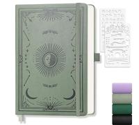 LOAPEM A5 Sketchbook - 192 Pages, 100 GSM Hardcover Leather Sketch Book,Blank Notebook Journal, Unlined Notebook for Women Men Work School Drawing,Students, Artists, Light Green