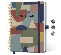 LOAPEM A5 Spiral Notebook, 160 Lined Pages, Abstract Geometric Collage