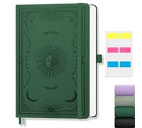 LOAPEM Lined Journal Notebook - A5 Note Book Hardcover, College Ruled Journal for Women, 192 Pages Notepad for Work, Sun and Moon Cover Design, for Work, Office, School, 14.5 x 21cm -Dark Green