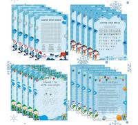LOAVER 54 Pcs Winter Party Games Cards,Winter Holiday Word Search Code Break Fact or Flake Game Cards Set for Christmas Winter Party Supplies Group Activity