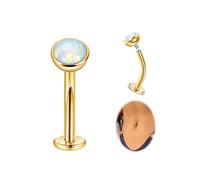 LOAYHOAY 14G G23 Titanium Floating Belly Button Rings for Women Petite Flat Back CZ Belly Rings Small Opal Curved Navel Rings Internally Threaded Hypoallergenic Belly Piercing 8-14mm, Bar Length