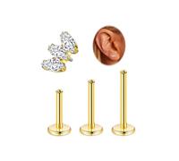 LOAYHOAY 16G G23 Titanium Cartilage Stud Earring for Women Flat Back Conch Tragus Helix Stud Hypoallergenic CZ Lobe Daith Rook Earring Internally Threaded Medusa Labret Monroe Piercing 6-10mm, 1