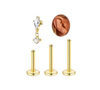 LOAYHOAY 16G G23 Titanium Cartilage Stud Earring for Women Flat Back Conch Tragus Helix Stud Hypoallergenic CZ Lobe Daith Rook Earring Internally Threaded Medusa Labret Monroe Piercing 6-10mm, 1