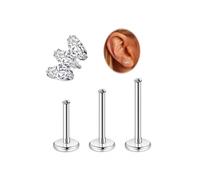 LOAYHOAY 16G G23 Titanium Cartilage Stud Earring for Women Flat Back Conch Tragus Helix Stud Hypoallergenic CZ Lobe Daith Rook Earring Internally Threaded Medusa Labret Monroe Piercing 6-10mm, 1