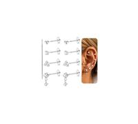 LOAYHOAY 4Pairs 18G 20G G23 Titanium Threadless Flat Back Stud Earrings CZ Push in Nose Studs Hypoallergenic Tragus Cartilage Helix Conch Lip Labret Medusa Stud Piercing Jewelry, 18g, Titanium, cubic