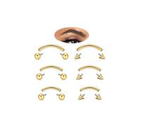 LOAYHOAY 6PCS 16G G23 Titanium Eyebrow Piercing Jewelry for Women Curved Barbell Tiny Eyebrow Ring Vertical Labret Belly Lip Tongue Ring Internally Threaded Rook Tragus Daith Earring 6/8/10mm
