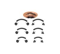 LOAYHOAY 6PCS 16G G23 Titanium Eyebrow Piercing Jewelry for Women Curved Barbell Tiny Eyebrow Ring Vertical Labret Belly Lip Tongue Ring Internally Threaded Rook Tragus Daith Earring 6/8/10mm