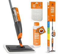 LOBA Spray Mop with Spray Function, Floor Mop with Water Tank, 360° Rotating Head, Refill Bottle, 250 ml Refill Cleaning Concentrate, Mop for All Floor Types such as Wood and Design Floors