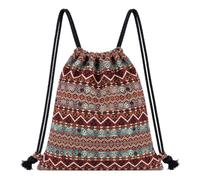 Lobagve Bohemian Drawstring Backpack Gym String Bag Sackpack Shoulder Rucksack Casual Outdoor Daypack, D-black, 15 x 15.7 inches, Bohemian Retro Drawstring Backpack String Bag Sackpack Boho Handbags