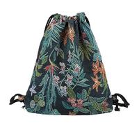 Lobagve Bohemian Drawstring Backpack Light Cinch Bag Gym Sack String Bag, D-black, 15 x 15.7 inches, Bohemian