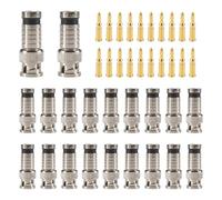 Lobamop 20pcs BNC Compression Connector Coupler 75 Ohm with Copper Pin for RG58-59 Crimp Video Socket Extension Coaxial Cable
