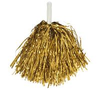 Lobamop 24Pcs Cheerleading Pom Poms Metallic Foil Cheer Pom Poms with Plastic Handle for Adults Kids Cheerleaders Yellow