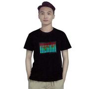 Lobamop Men Sound Activated Led T-Shirt Light Up Flashing Rock Disco Equalizer Short Sleeve Led T Shirt M Black