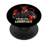 Lobbyist Devil | Protest Humor Satan No Corporate Greed PopSockets Adhesive PopGrip