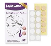 LobeCare Premium Edition - Ear Lobe Support Patches for Earrings - Prevents Stretching, Supports Droopy Lobes - Skin-Friendly & Latex-Free - 100 Patches (50 Thick + 50 Thin)